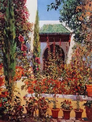 Bertuchi, Gardens of the Escuela de Artes in Tetouan, ca. 1940